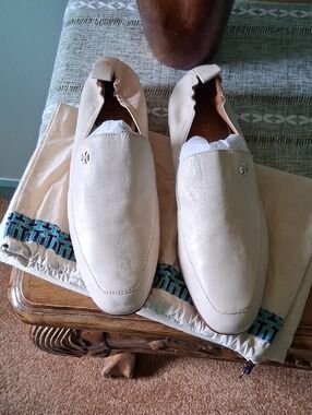 Tory Burch Slip-On Leather Loafers in Cream